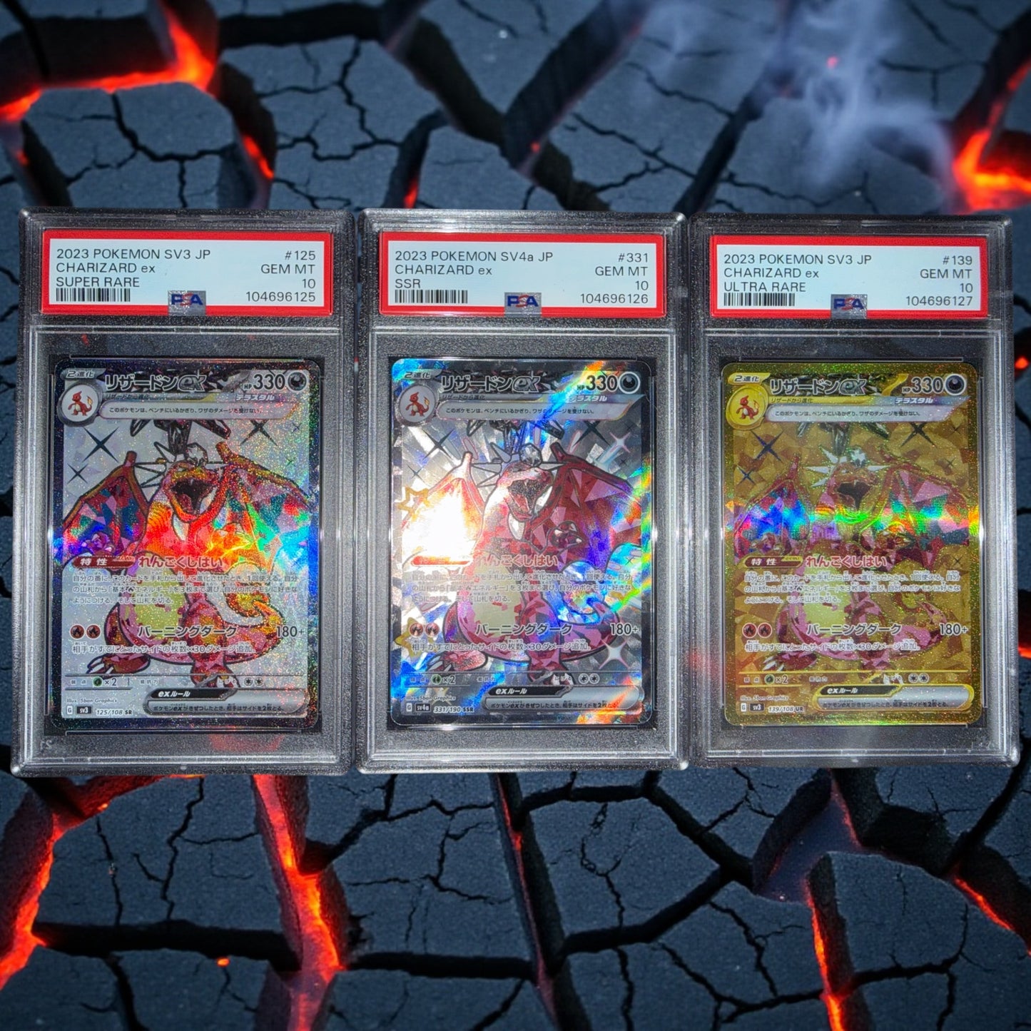 Charizard PSA 10 - 3 consecutive slabs(125-126-127)