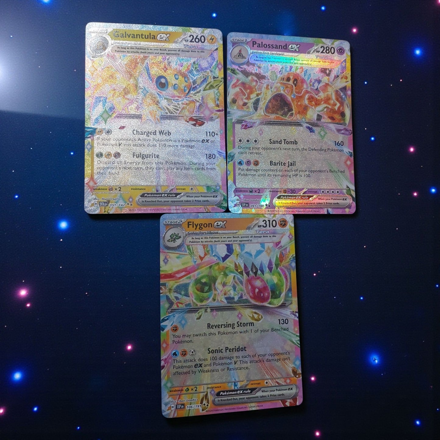 Galvantula ex #51 + Flygon ex #106 + Palossand ex #91