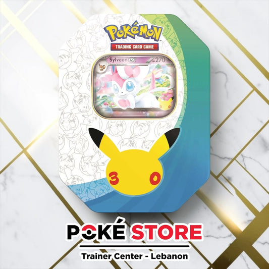 Pokémon Celebrations 30th Anniversary – Sylveon ex Tin (4 Packs Inside)