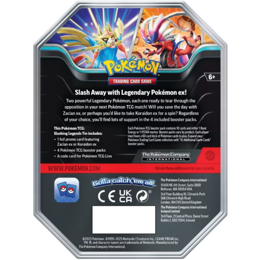 Slashing Legends Tin Zacian ex -Q2 2025