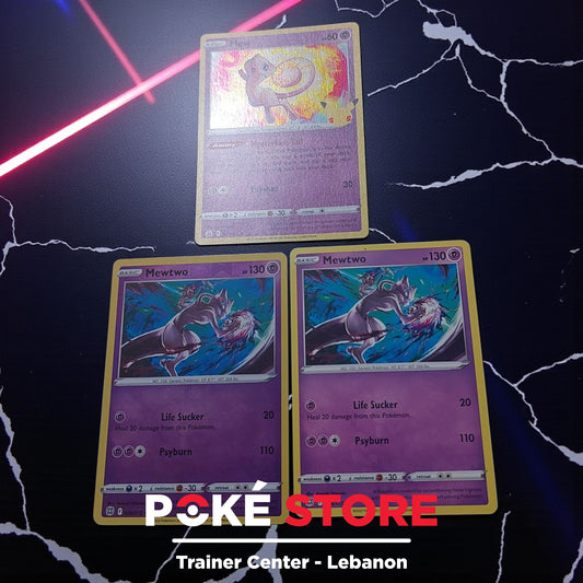 Mew Celebration Holo + Mewtwo regular and Reverse